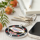 ベガスのカジノの好意のポーカー用のチップの結婚 キーホルダー (正面右)