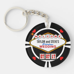 ベガスのカジノの好意のポーカー用のチップの結婚 キーホルダー