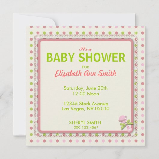ベガスのベビーシャワーの招待状の正方形 招待状 (裏面)