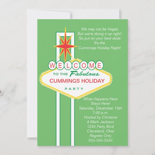 ベガスの休日のパーティの招待状への歓迎 招待状 (正面)