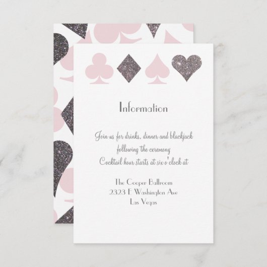 ベガスの結婚赤面ピンクシルバーエキストラインフォカード エンクロージャーカード (正面/裏面)