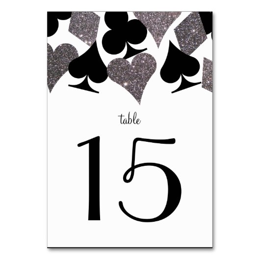 ベガスウェディングレセプションフェイクグリッターシルバー テーブルナンバー (正面)