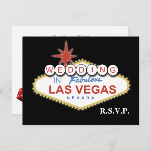 ベガスウェディング出欠カード インビテーションポストカード (正面/裏面)