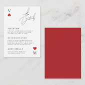 ベガスカジノのトランプスタイルのウェディング詳細 エンクロージャーカード (正面/裏面)