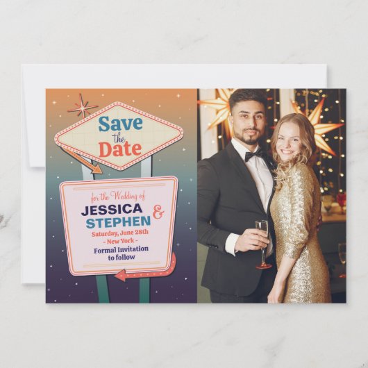 ベガスカジノの写真で結婚式のSave The Date セーブザデート (正面)