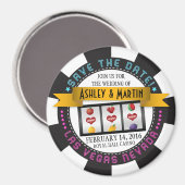ベガスカジノの宛先ウェディング日付の保存 マグネット (正面/裏面)