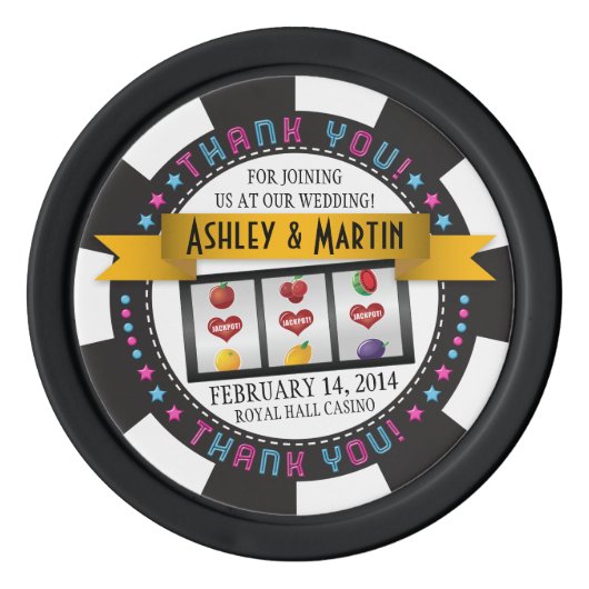 ベガスカジノの目的地の結婚式ありがとう ポーカーチップ (正面)