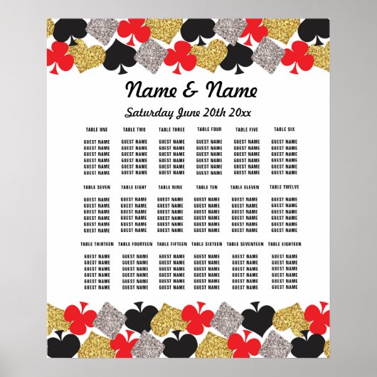 ベガスカジノの結婚式テーブルプラン 18テーブル ポスター (正面)
