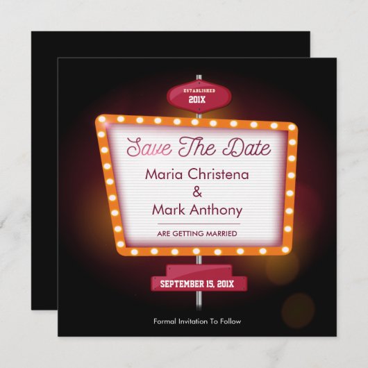 ベガスカジノをテーマにした結婚式のご案内 招待状 (正面/裏面)