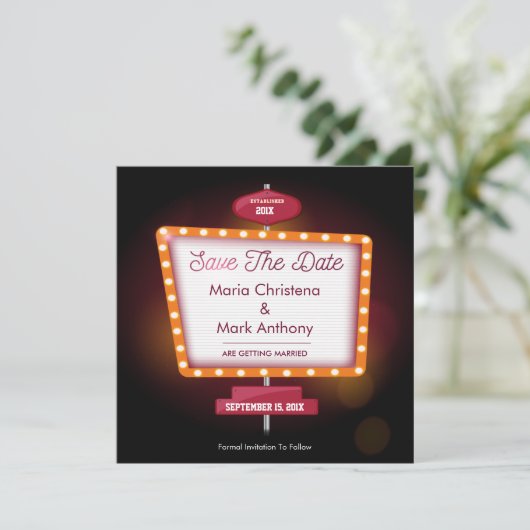 ベガスカジノをテーマにした結婚式のご案内 招待状 (スタンド正面)