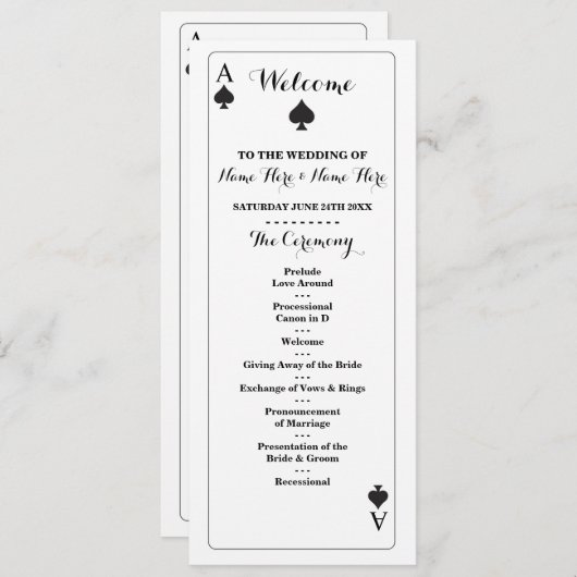 ベガスカジノスペードのトランプウェディングプログラム プログラム (正面/裏面)