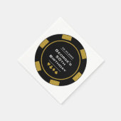 ベガスカジノトランプのポーカーチップブラック金ゴールド誕生日 スタンダードカクテルナプキン (角)