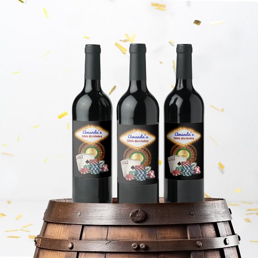 ベガスカジノナイトの誕生日/独身パーティー ワインラベル