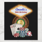 ベガスカジノナイトの誕生日/独身パーティー ワインラベル (シングルラベル)