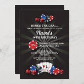 ベガスカジノナイト誕生日パーティーへようこそ 招待状 (正面/裏面)