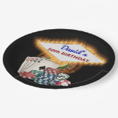 ベガスカジノナイト ブラックバースデーパーティー ペーパープレート (アングル)