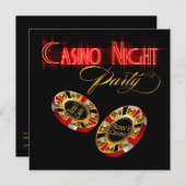 ベガスカジノナイト 私に2つ あなたの名前をチップに書いてください 招待状 (正面/裏面)