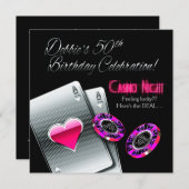 ベガスカジノパーティー50歳の誕生日 招待状 (正面/裏面)