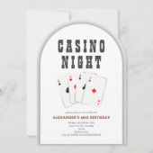 ベガスカジノブラックジャックトランプのポーカーナイトブラックパーティー 招待状 (正面)