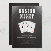 ベガスカジノブラックジャックポーカー夜パーティー 招待状 (正面/裏面)
