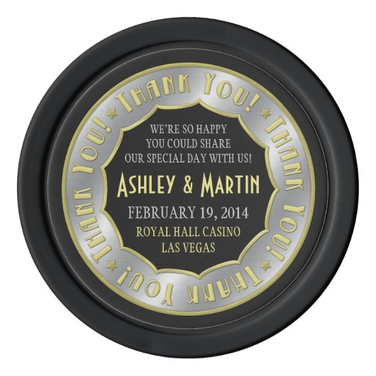 ベガスカジノ金ゴールド結婚シルバーの好意 ポーカーチップ (正面)