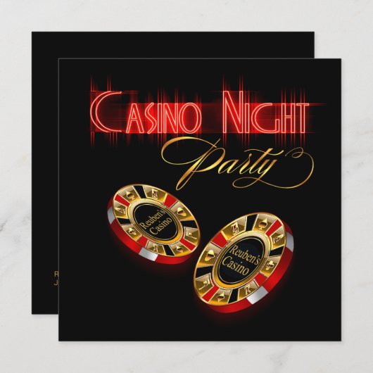 ベガスカジノ頼ナイトメー2チップにあなたの名前を入れる 招待状 (正面/裏面)