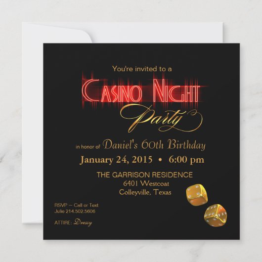 ベガスカジノ頼ナイトメー2チップにあなたの名前を入れる 招待状 (裏面)
