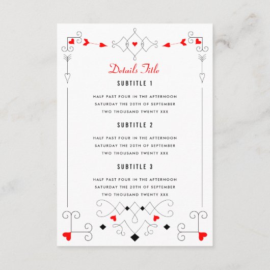 ベガスキューピッドのハートズ結婚・ダイヤモンド詳細 エンクロージャーカード (裏面)