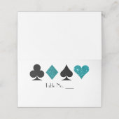 ベガスティール(緑がかった色)グリッターとブラック座席表 プレイスカード (外部開封)