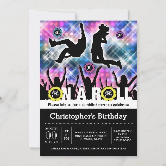 ベガスディスコ賭博テーマパーティークラブシーン 招待状 (正面)