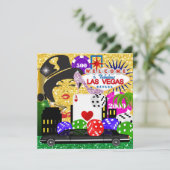 ベガスパーティー – カジノ/トランプのポーカー招待状 招待状 (スタンド正面)