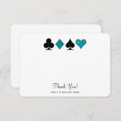 ベガスフェイクティール(緑がかった色)グリッターフラットサンキューカード 出欠カード (正面/裏面)