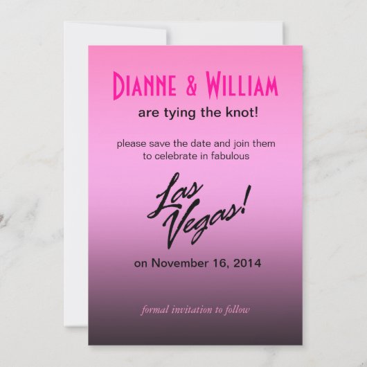 ベガスベビー!結婚式の日付をピンク色で保存 セーブザデート (裏面)