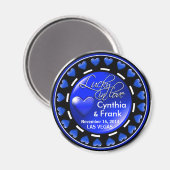 ベガスラッキーインラブハートカジノチップコバルト マグネット (正面/裏面)