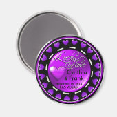 ベガスラッキーインラブハートカジノチップパープル マグネット (正面/裏面)