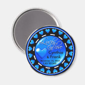 ベガスラッキーインラブハートズカジノチップブルー マグネット (正面/裏面)