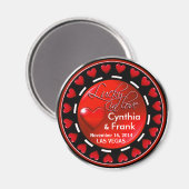 ベガスラッキーインラブハートズカジノチップレッド マグネット (正面/裏面)