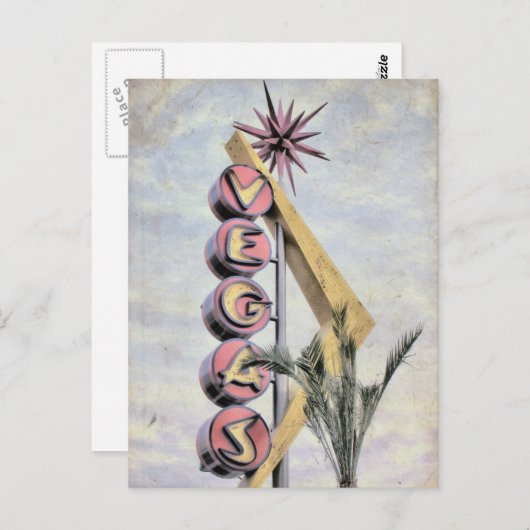 ベガスレトロネバダラスベガスサイン ポストカード (正面/裏面)