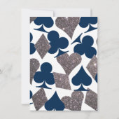 ベガス結婚お祝いネイビーシルバーフェイクグリッター 招待状 (裏面)