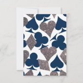 ベガス結婚のネイビーブルーシルバーエキストラインフォカード 招待状 (裏面)