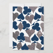 ベガス結婚のネイビーブルーシルバーフェイクグリッター 招待状 (裏面)