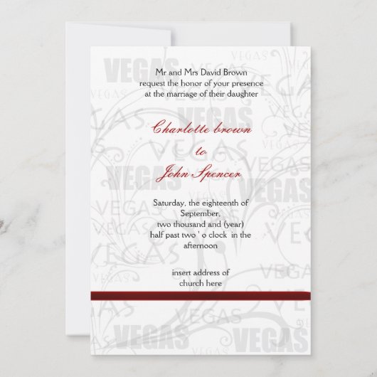 ベガス結婚式招待状 招待状 (裏面)