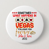 ベガス記念日のカップルで起こ結婚したること 缶バッジ (正面)