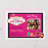 ベガス·ウィークエンド·バチェロレッテ·招待状(暗い赤紫色) 招待状 (正面/裏面)
