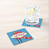 ベガス ウェルカム サイン | 背景色を選択してください スクエアペーパーコースター (インサイチュ)