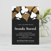 ベガス ゴールド グリッター テーマのブライズメイド パーティー 招待状 (スタンド正面)