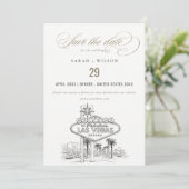 ベガス ネバダ州 スケッチ 風景 結婚式 セーブザデート (スタンド正面)
