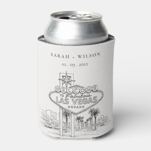 ベガス ネバダ州 スケッチ 風景 結婚式 缶クーラー (缶正面)