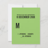 ベガファンキーススタイルウェディングRSVPカード、緑 出欠カード (裏面)