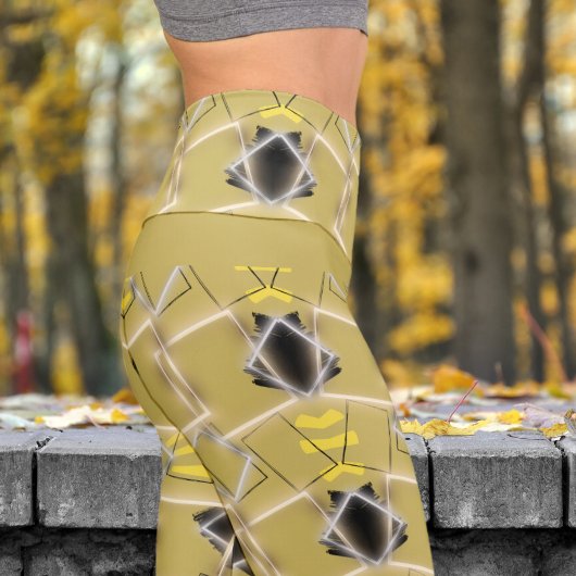 ベガ素晴らしス金ゴールド金ゴールドパターンYogaフレーム カプリレギンス